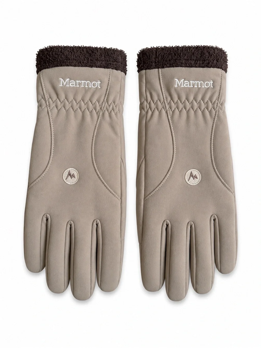 Marmot Fleece Lined Insulated Winter Gloves Taupe Brown Size Medium
